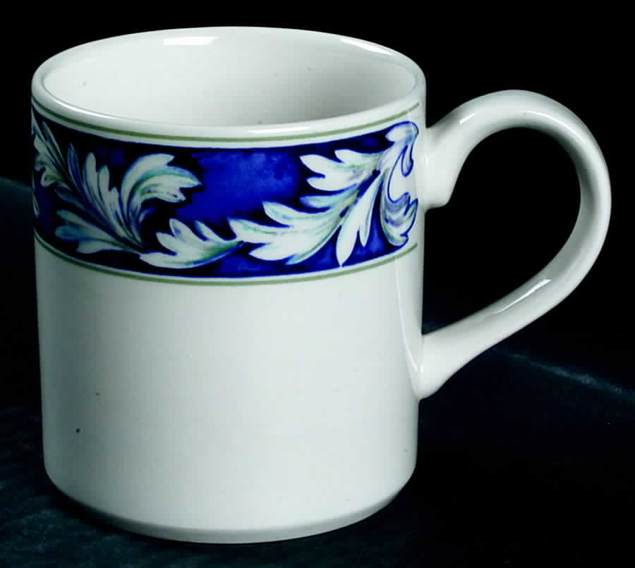 Laurel (White Leaves on Blue Band) Mug by Wedgwood-1