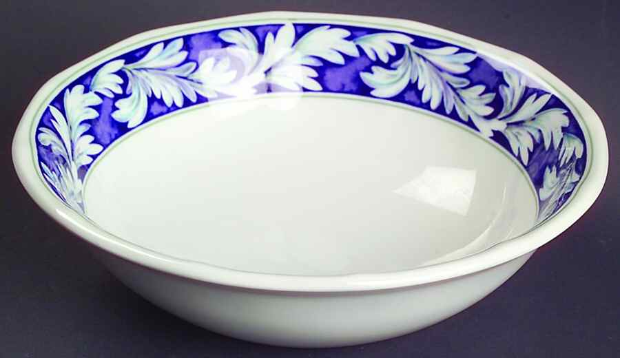 Laurel (White Leaves on Blue Band) Coupe Cereal Bowl by Wedgwood-1