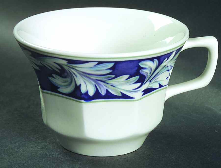 Laurel (White Leaves on Blue Band) Flat Cup by Wedgwood-1