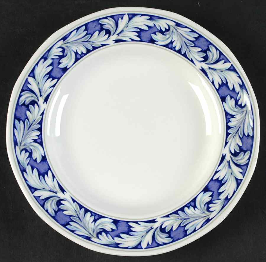 Laurel (White Leaves on Blue Band) Salad Plate by Wedgwood-1
