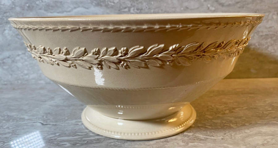 Laurel (Cream Color on Cream Color) Large Footed Salad Serving Bowl by Wedgwood-1