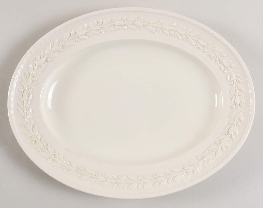 Laurel (Cream Color on Cream Color) 11" Oval Serving Platter by Wedgwood-1