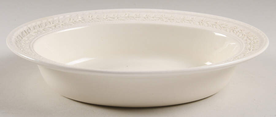 Laurel (Cream Color on Cream Color) 10" Oval Vegetable Bowl by Wedgwood-1
