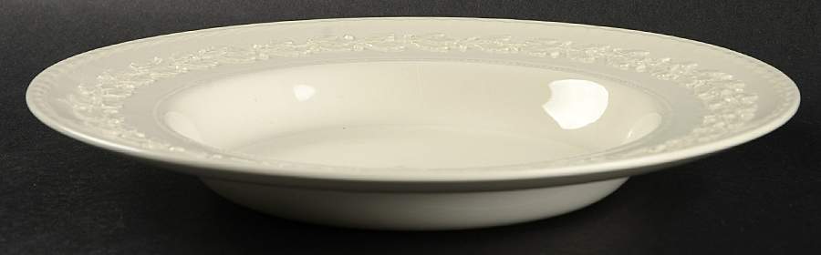 Laurel (Cream Color on Cream Color) Large Rim Soup Bowl by Wedgwood-1