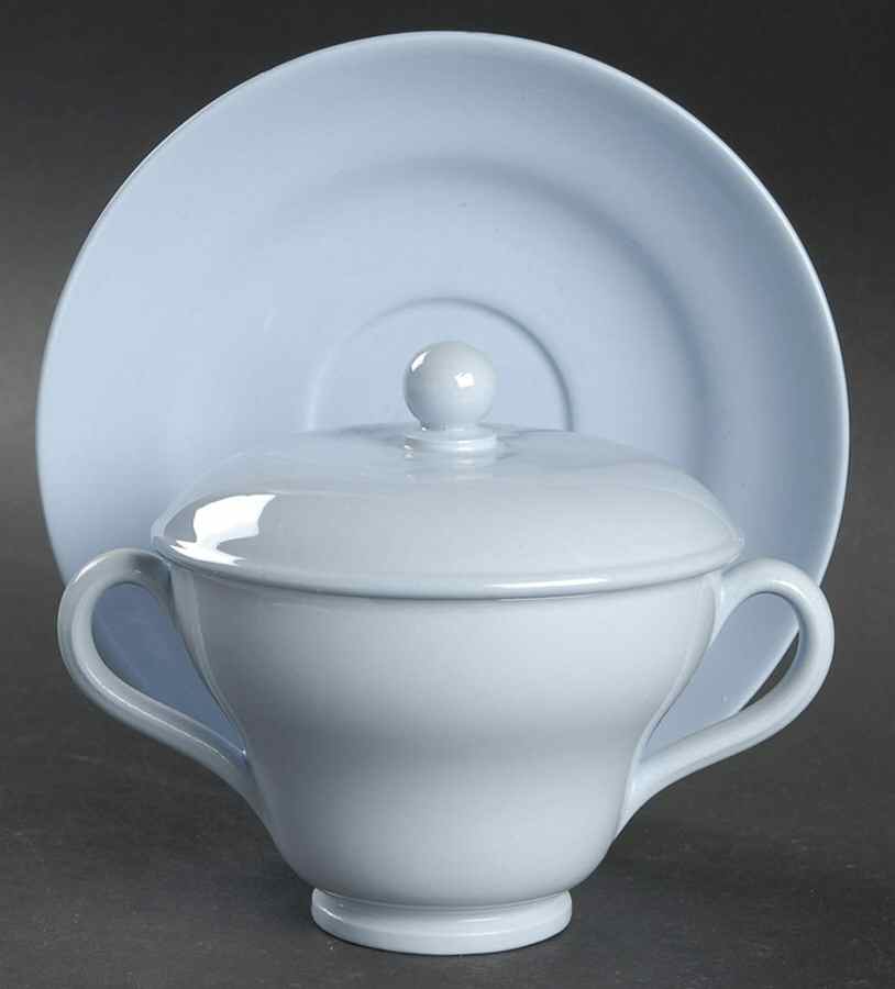 Lavender Cream Soup Bowl & Saucer Set with Lid by Wedgwood-1