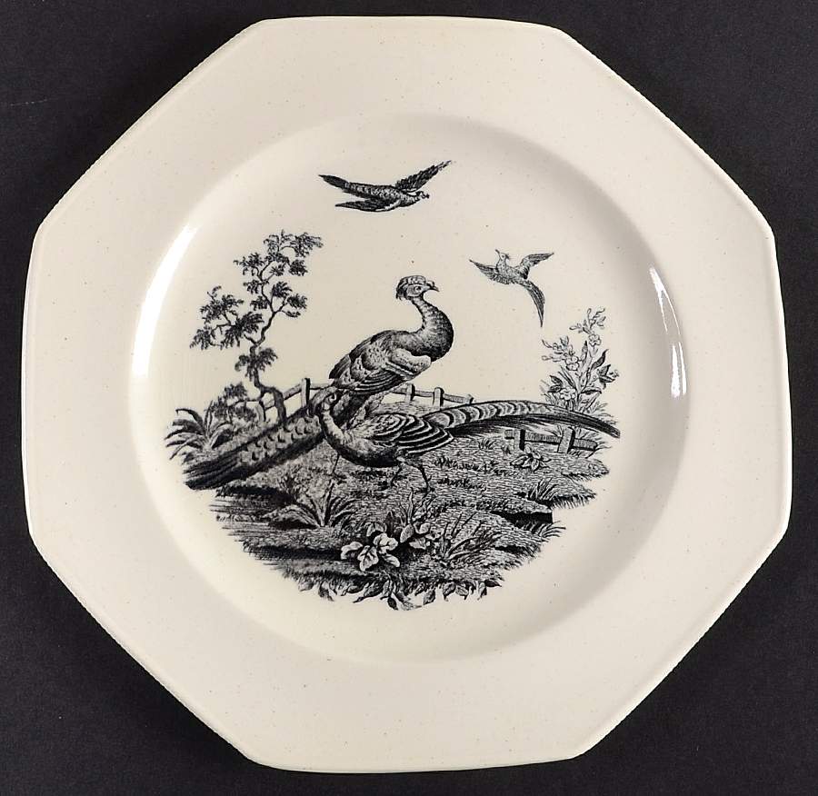Liverpool Birds Black (No Trim) Octagonal Salad Plate by Wedgwood-1