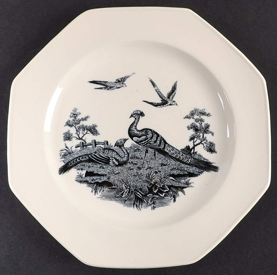 Liverpool Birds Black (No Trim) Octagonal Salad Plate by Wedgwood-1