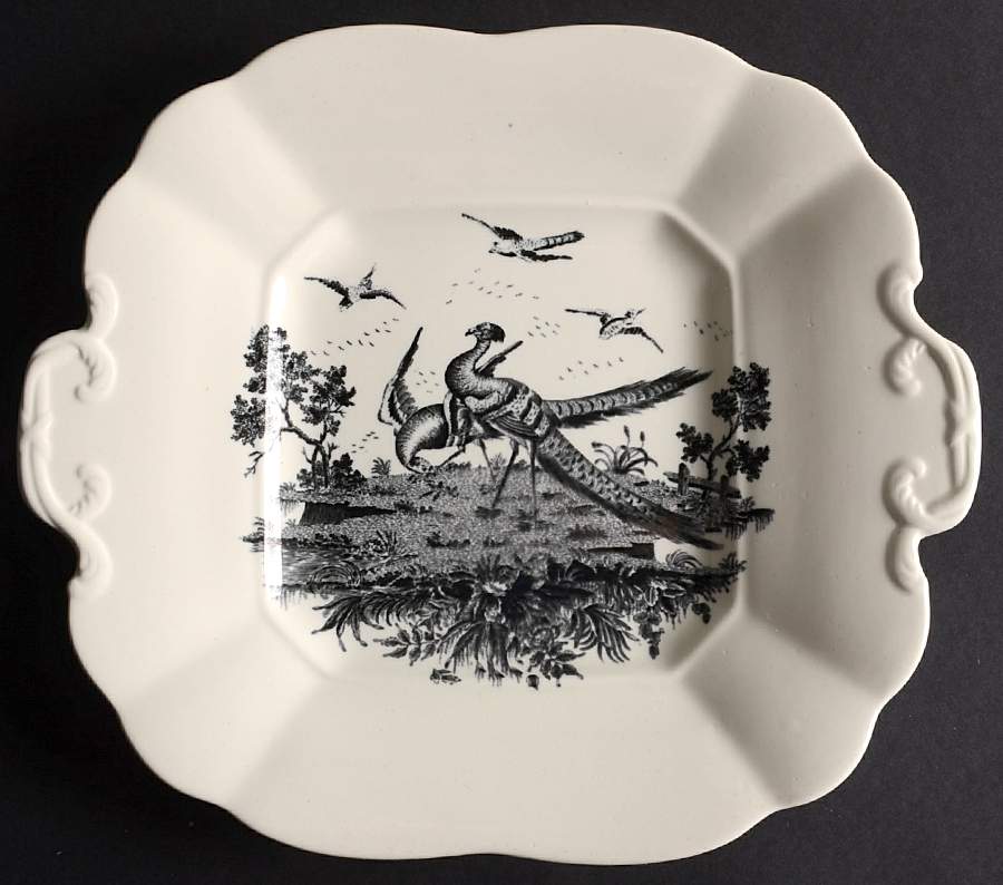 Liverpool Birds Black (No Trim) Square Handled Cake Plate by Wedgwood-1