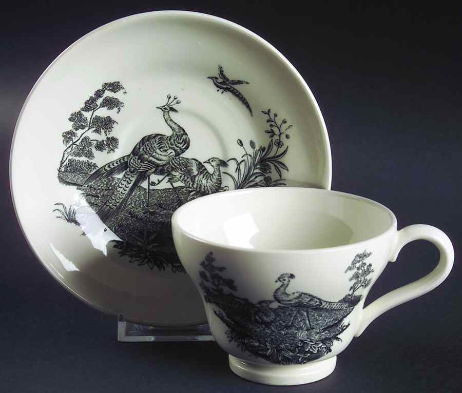 Liverpool Birds Black (No Trim) Footed Cup & Saucer Set by Wedgwood-1