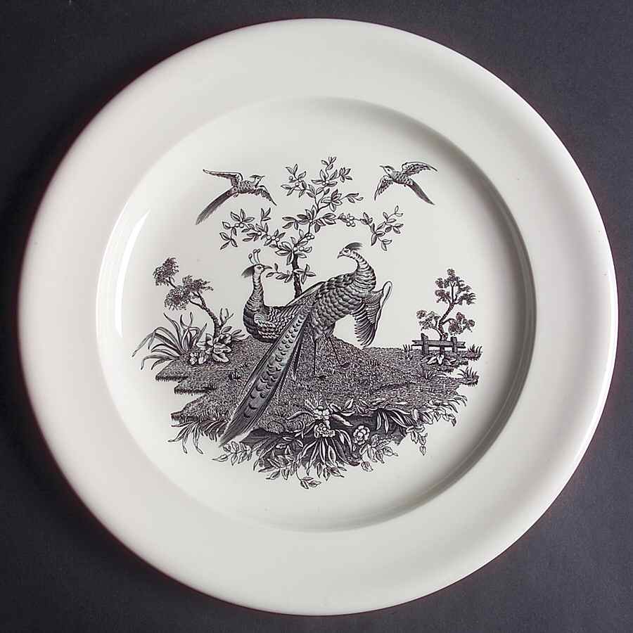 Liverpool Birds Black (No Trim) 12" Chop Plate (Round Platter) by Wedgwood-1