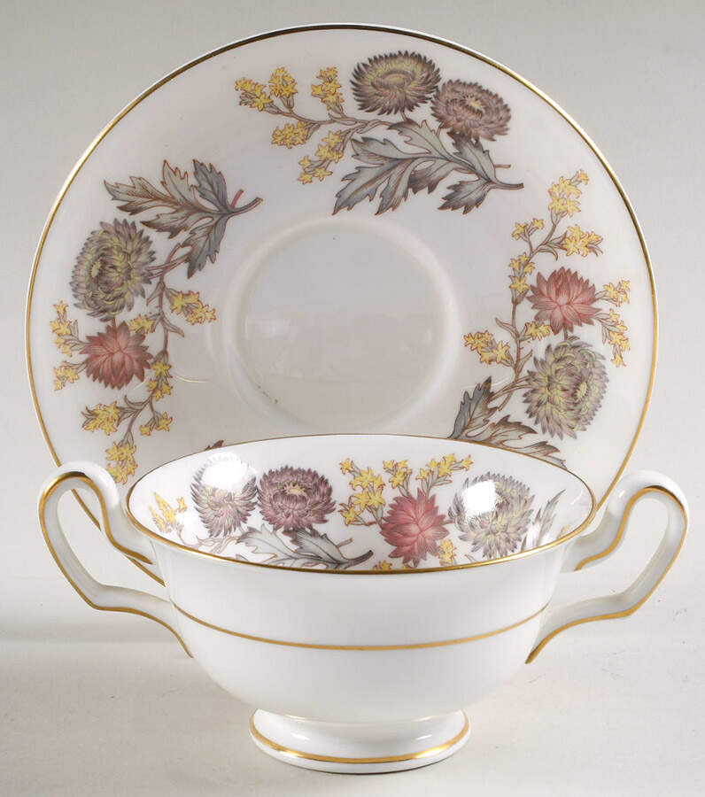 Lichfield Footed Cream Soup Bowl & Saucer Set by Wedgwood-1
