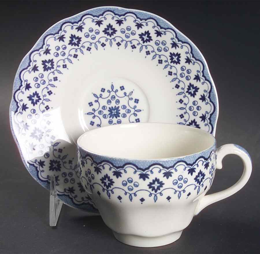 Lille Blue (No Medallion) Flat Cup & Saucer Set by Wedgwood-1