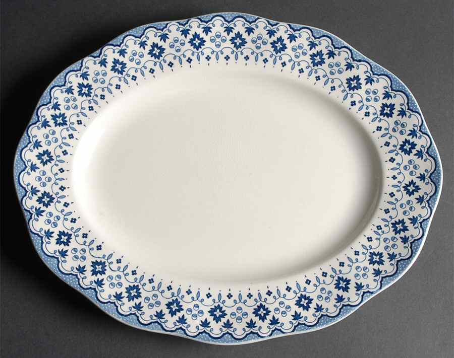 Lille Blue (No Medallion) 14" Oval Serving Platter by Wedgwood-1