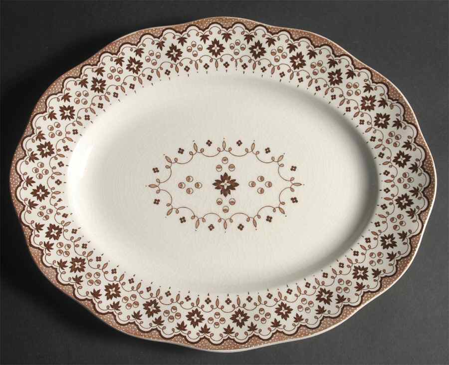 Lille Brown 14" Oval Serving Platter by Wedgwood-1