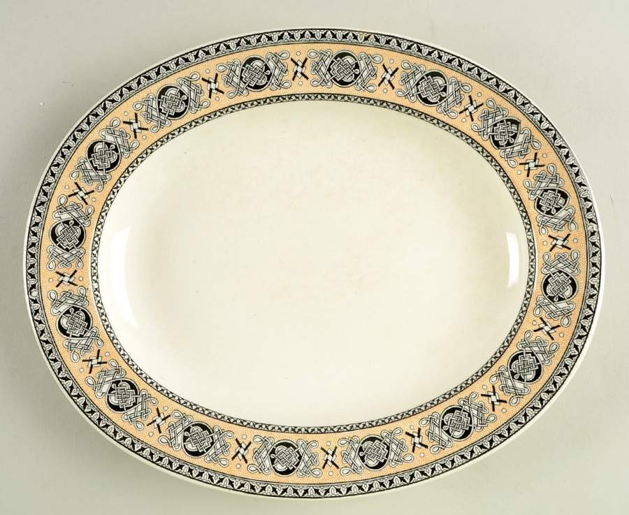 Lindisfarne Black Tan 10" Oval Serving Platter by Wedgwood-1