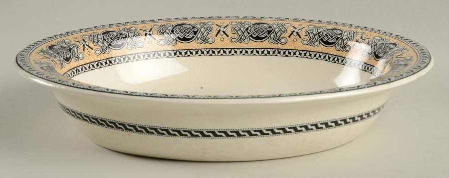 Lindisfarne Black Tan 8" Oval Vegetable Bowl by Wedgwood-1