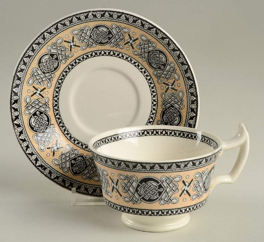 Lindisfarne Black Tan Footed Cup & Saucer Set by Wedgwood-1