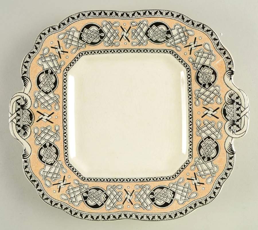 Lindisfarne Black Tan Square Cake Plate by Wedgwood-1