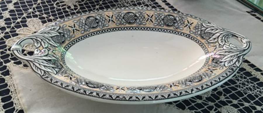 Lindisfarne Black Tan Cake Plate by Wedgwood-1