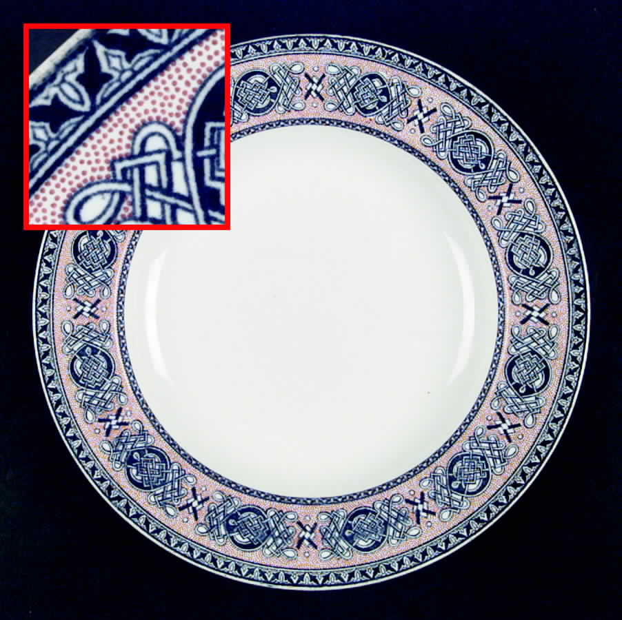 Lindisfarne Blue Red Large Rim Soup Bowl by Wedgwood-1