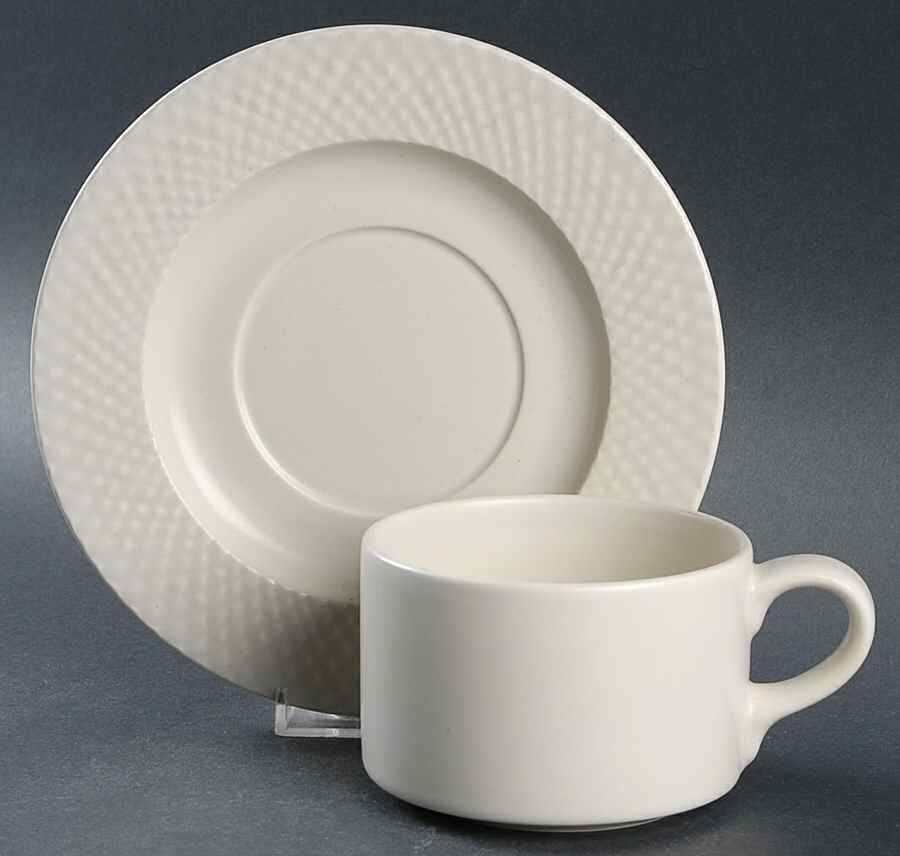 Linen Flat Cup & Saucer Set by Wedgwood-1