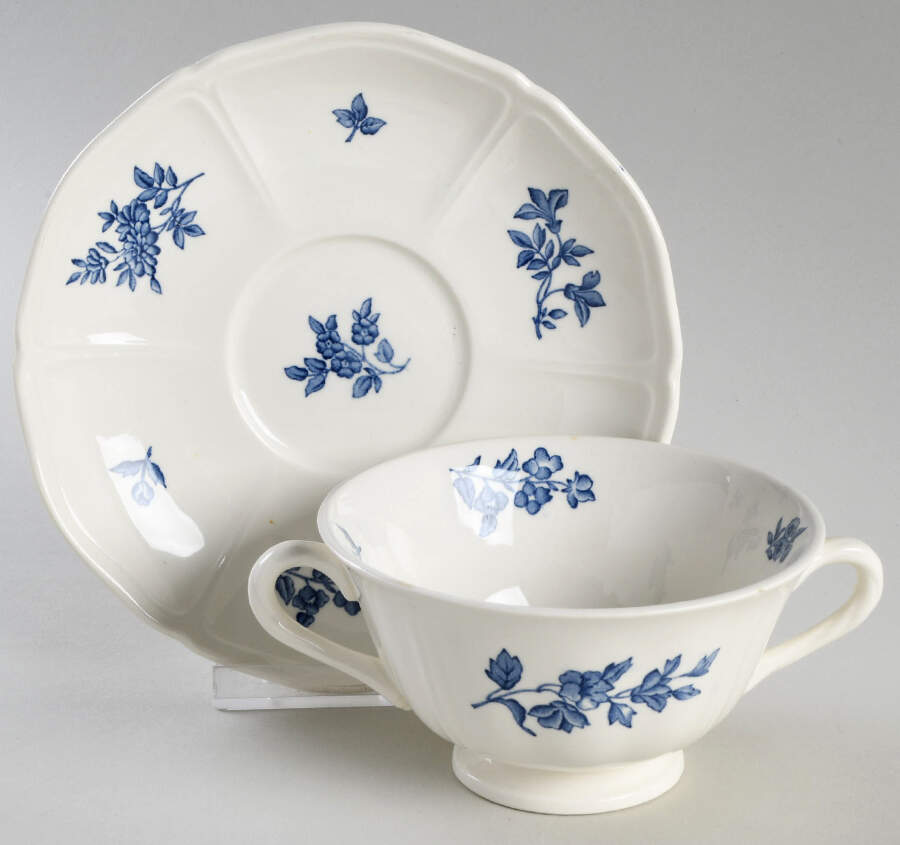 Ludlow Footed Cream Soup Bowl & Saucer Set by Wedgwood-1