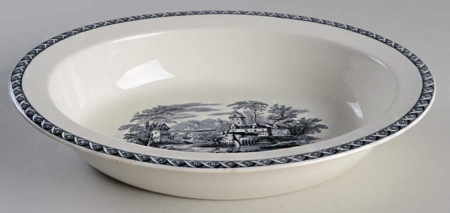 Lugano Black 10" Oval Vegetable Bowl by Wedgwood-1