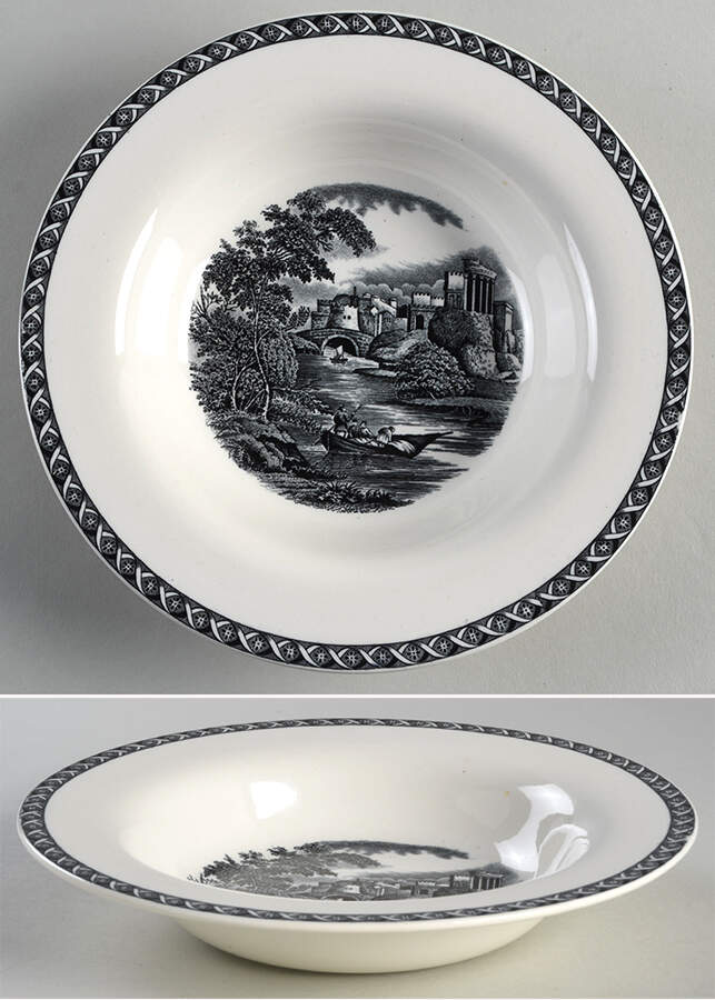 Lugano Black Rim Soup Bowl by Wedgwood-1