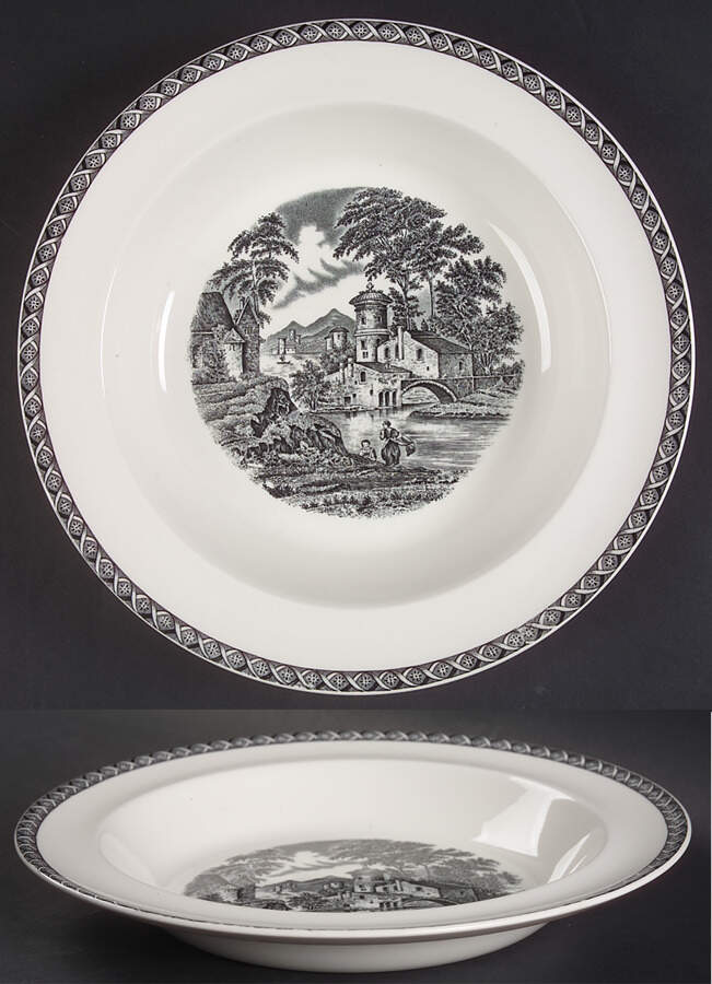 Lugano Black Large Rim Soup Bowl by Wedgwood-1