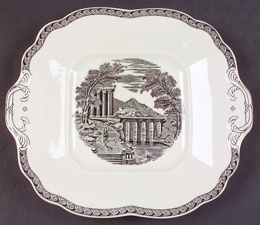 Lugano Black Square Handled Cake Plate by Wedgwood-1