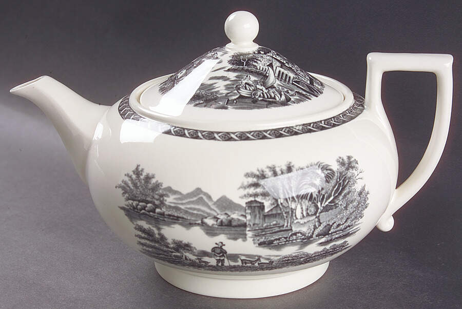 Lugano Black Teapot & Lid by Wedgwood-1