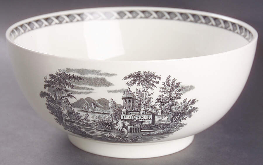 Lugano Black 9" Salad Serving Bowl by Wedgwood-1