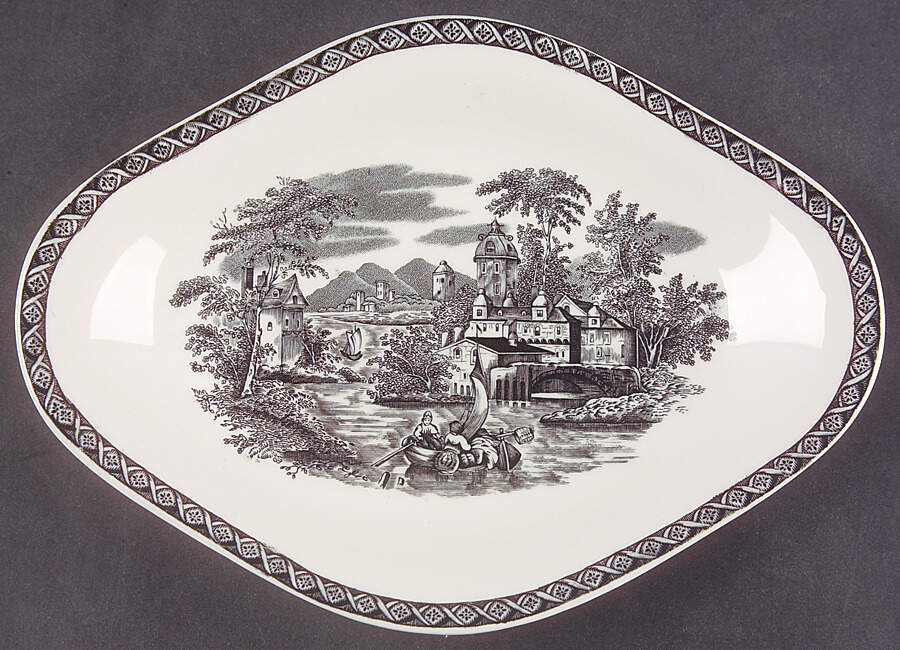 Lugano Black Pickle Dish by Wedgwood-1