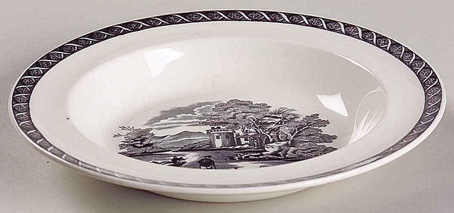 Lugano Black Rim Fruit/Dessert (Sauce) Bowl by Wedgwood-1
