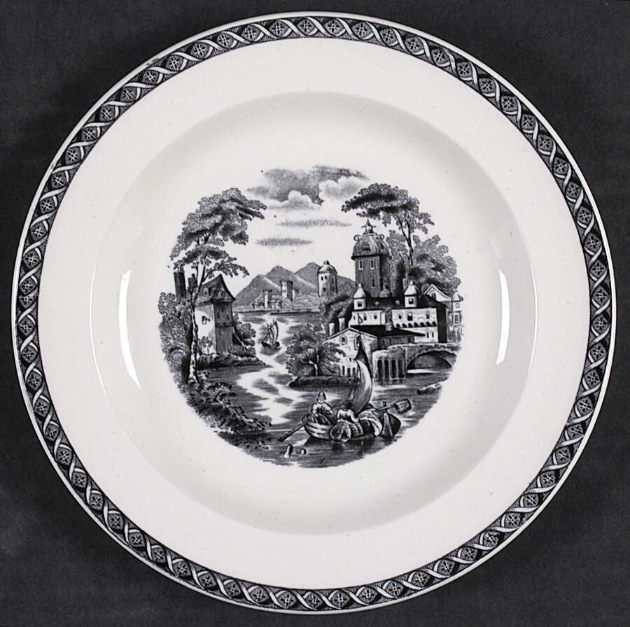 Lugano Black Dessert/Pie Plate by Wedgwood-1