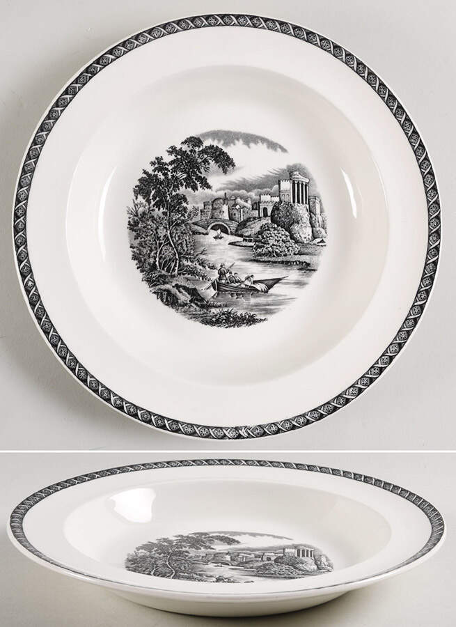 Lugano Black Large Rim Soup Bowl by Wedgwood-1