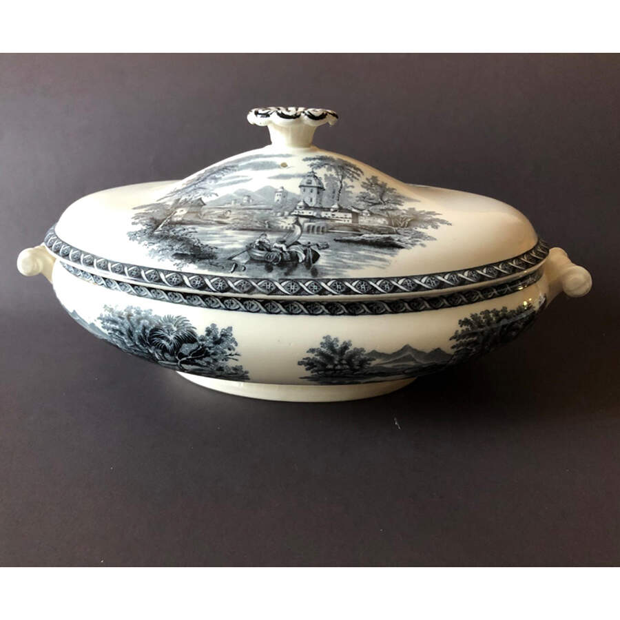 Lugano Black Oval Covered Vegetable by Wedgwood-1