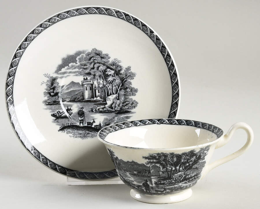 Lugano Black Oversized Cup & Saucer Set by Wedgwood-1