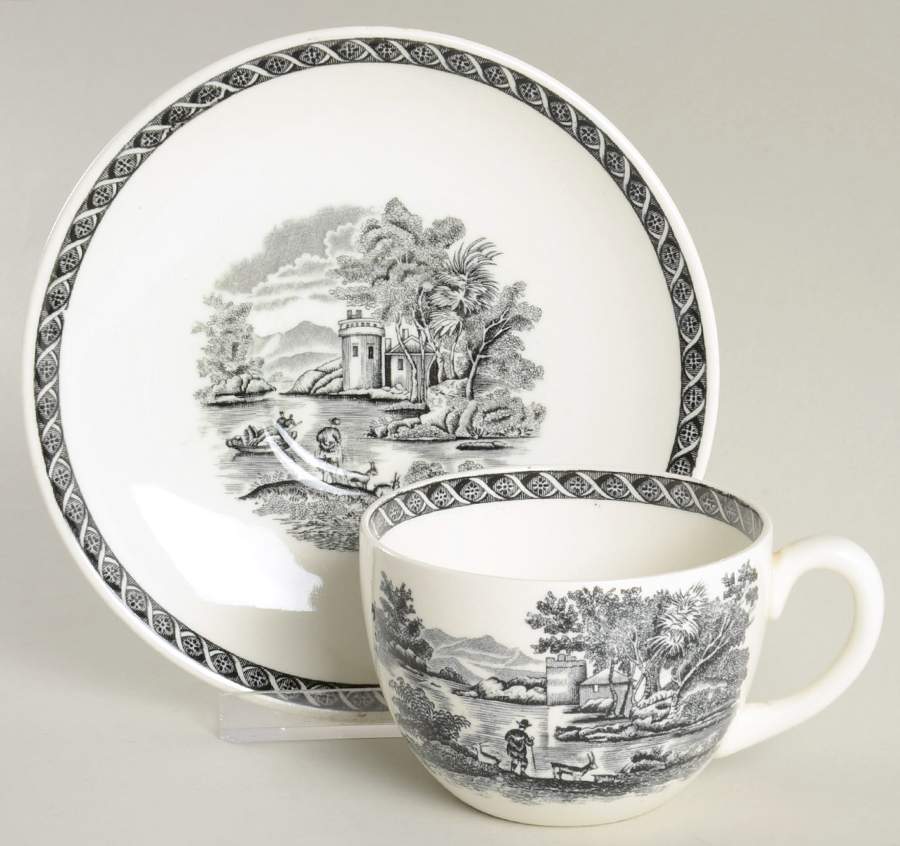 Lugano Black Flat Cup & Saucer Set by Wedgwood-1
