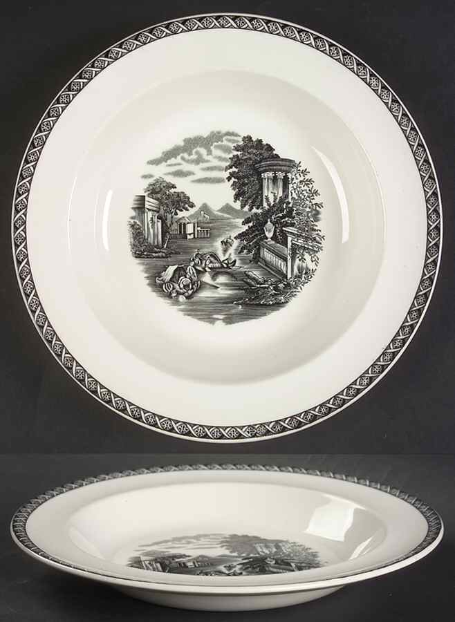Lugano Black Rim Soup Bowl by Wedgwood-1