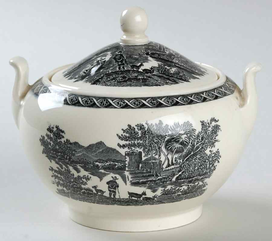 Lugano Black Sugar Bowl & Lid by Wedgwood-1
