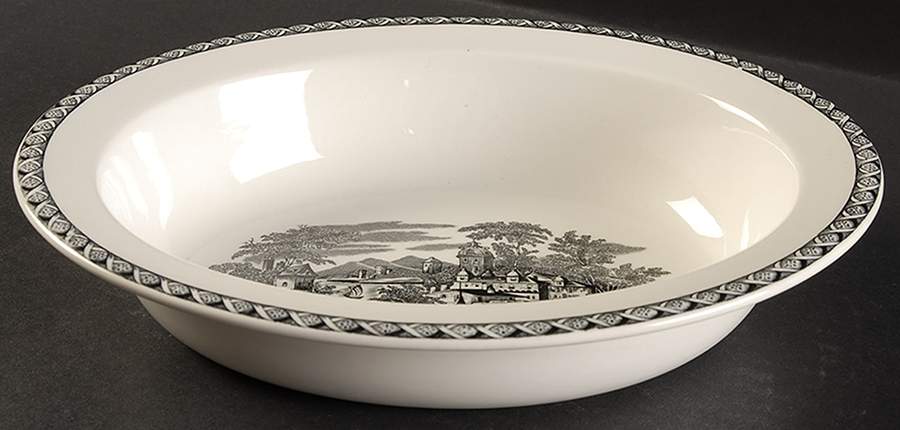 Lugano Black 9" Oval Vegetable Bowl by Wedgwood-1