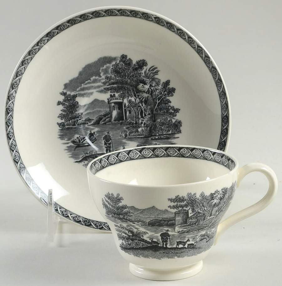 Lugano Black Footed Cup & Saucer Set by Wedgwood-1