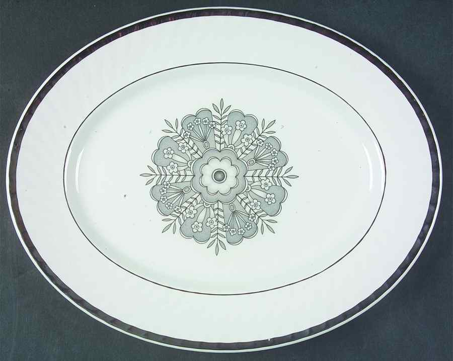 Madeira Grey 12" Oval Serving Platter by Wedgwood-1
