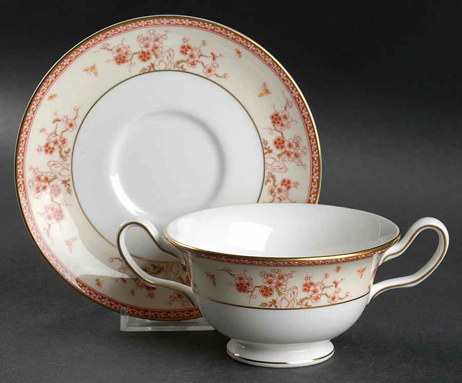 Malabar Footed Cream Soup Bowl & Saucer Set by Wedgwood-1