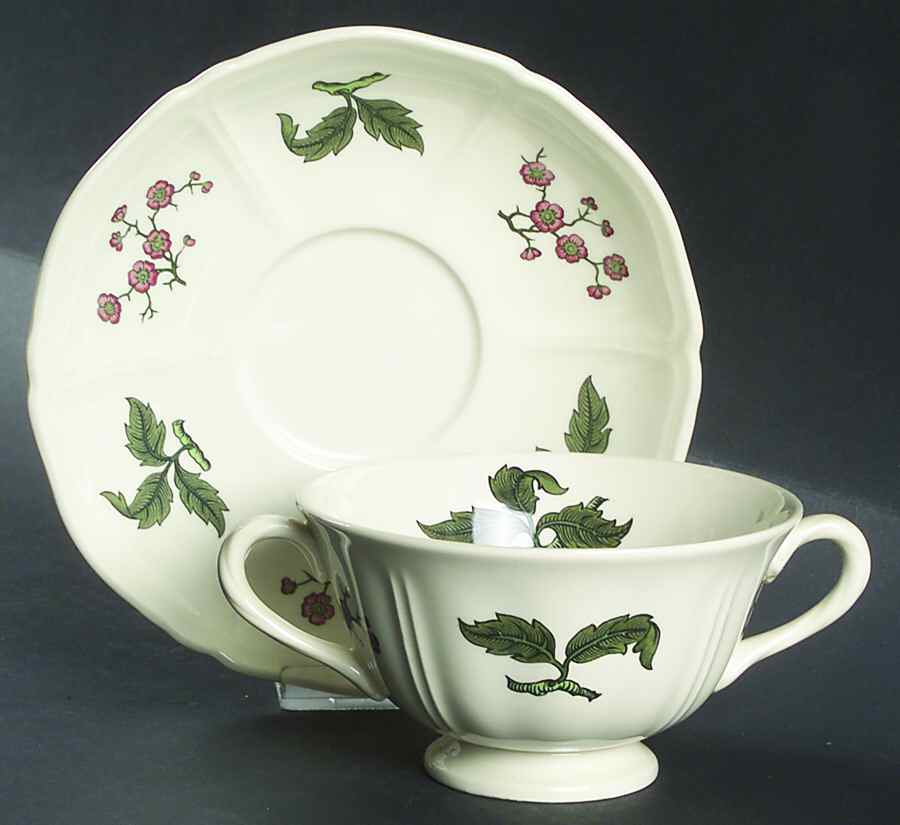 Mandarin Footed Cream Soup Bowl & Saucer Set by Wedgwood-1