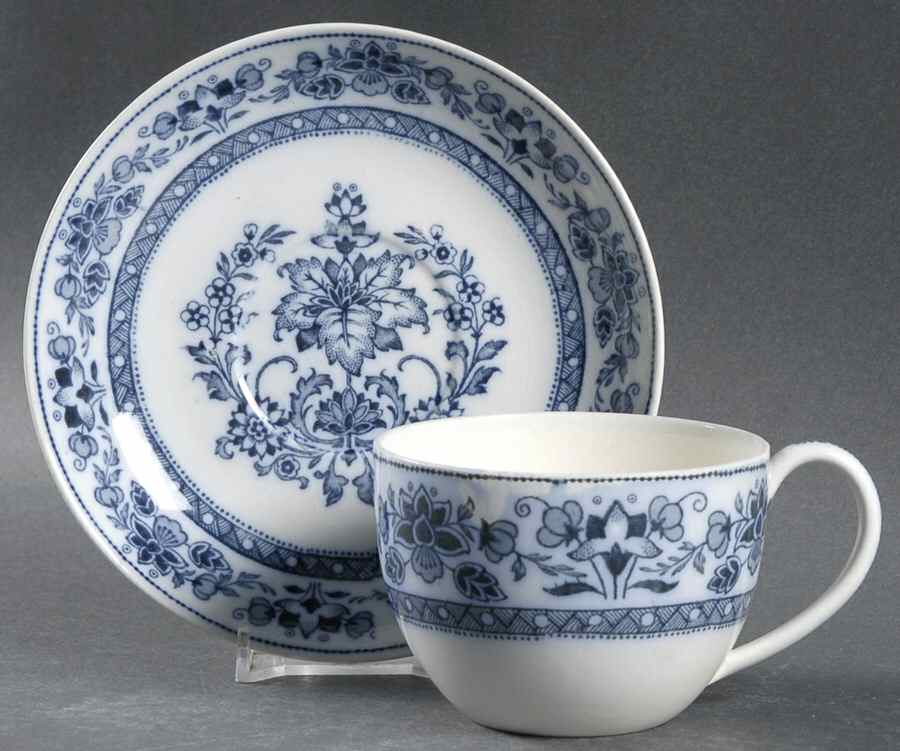 Mandarin Blue Flat Cup & Saucer Set by Wedgwood-1