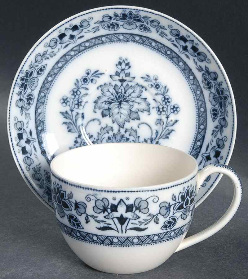 Mandarin Blue Flat Cup & Saucer Set by Wedgwood-1