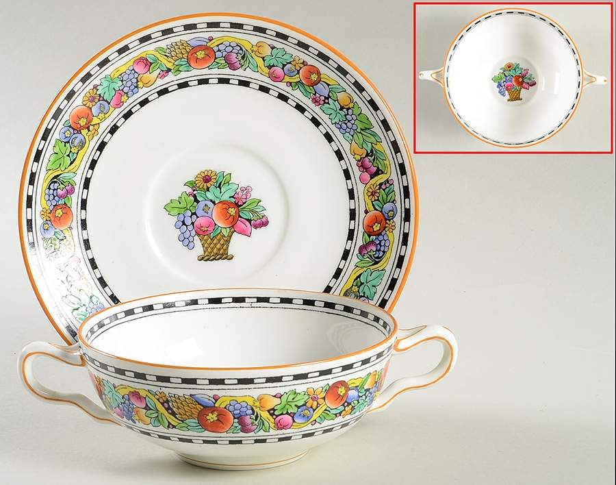 Manilla Flat Cream Soup Bowl & Saucer Set by Wedgwood-1