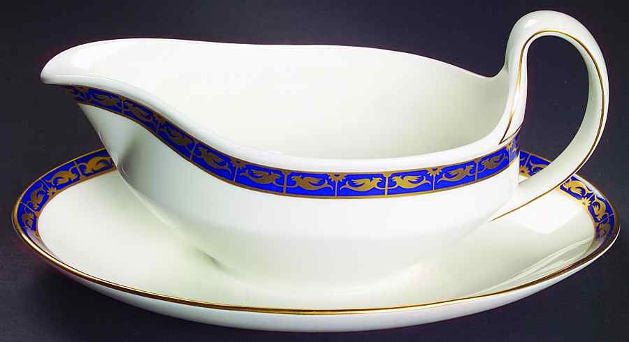 Marina Blue Gravy Boat with Attached Underplate by Wedgwood-1